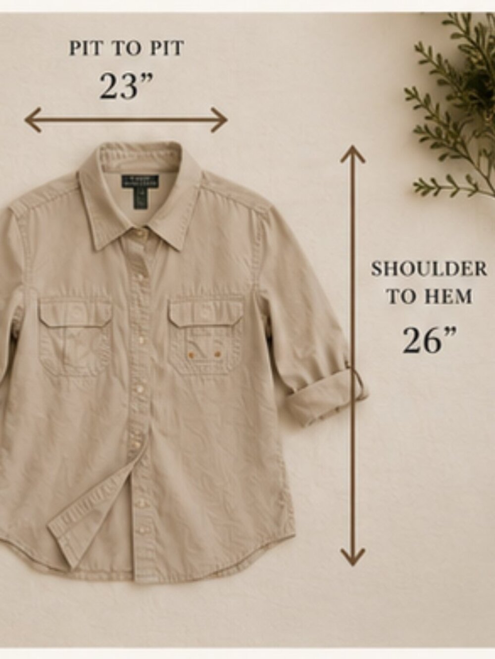 Lauren Ralph Lauren Safari Utility Shirt Khaki Cotton Quiet Luxury Equestrian L - Picture 10 of 10